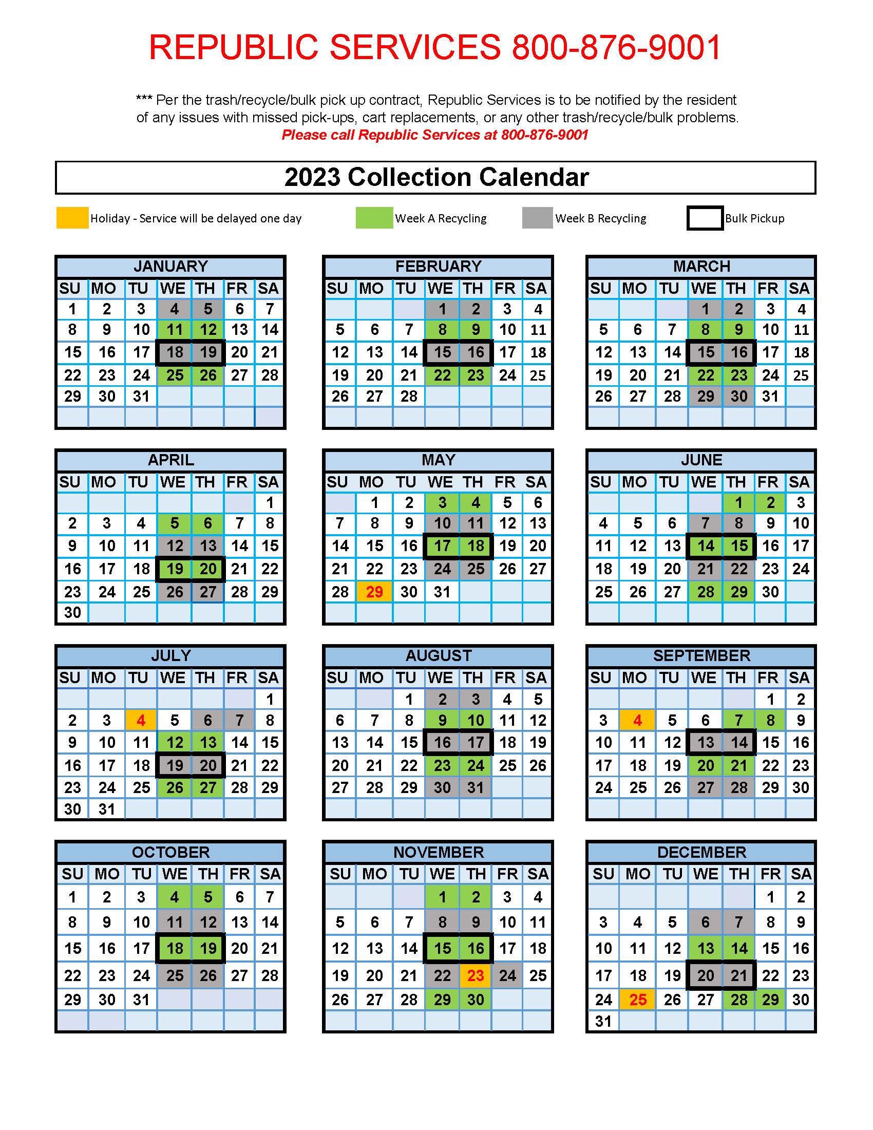 2023 Bulk Calendar